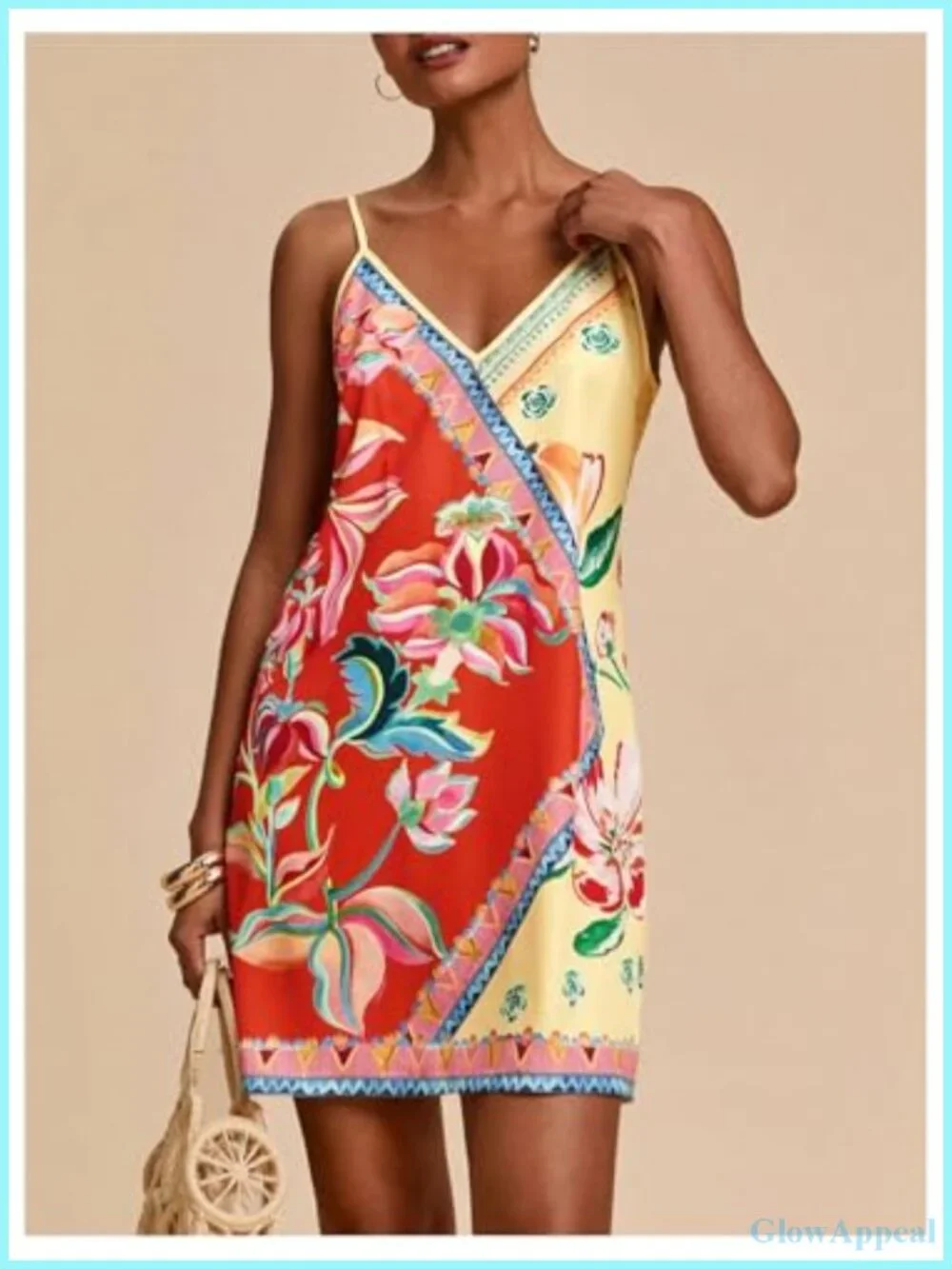 Boho Tropical Sleeveless Spaghetti Strap Mini Dress